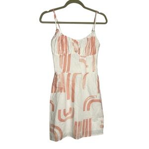 NWT Sabo Cotton Linen Jayne Cami Mini Dress Pink & White Size XS/2